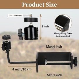 Aiuieaa Clamp Mount with Mini Ball Head Mount, 1/4 Screw Mount Adapter for Tree, Compatible with Most Cameras for Wildlife Monitoring and Tree Mounting Outdoor