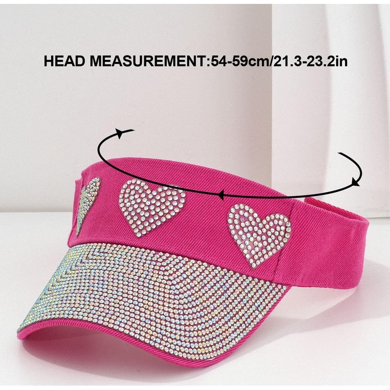 Bling Rhinestones Sun Visor Women Wide Brim Clip On Summer