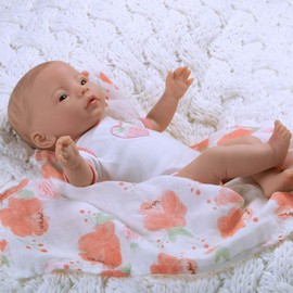 Paradise Galleries® Realistic Reborn Baby Girl Doll in Swaddlers Rose Petal, JFiorenza Biancheri Designer's Doll Collections, 16" Adorable Real Life Girl Doll in GentleTouch Vinyl -Peach Blossom