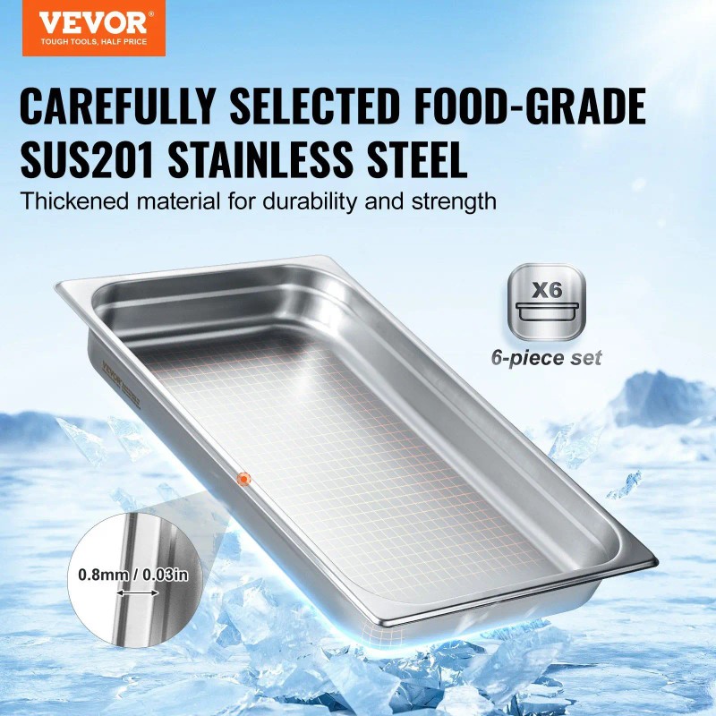 Steam Table Pan Full Size 2.5 In Deep Anti Jam