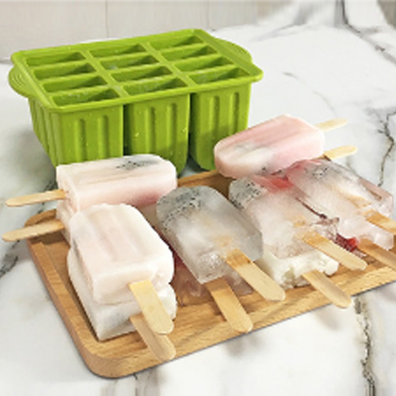 12-Grids Food Grade Silicone Ice Cream Mold Maker Making Tool