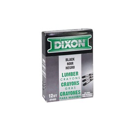 DIXON Lápices industriales para marcar madera, 4.5 x 1.27 cm, hexagonal, negro, paquete de 12 (49400)