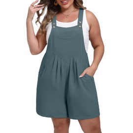 OLRIK Plus Size Jumpsuit For Curvy Women Dressy Rompers For Summer 2024 Gray Blue-2X