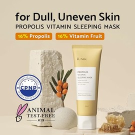 IUNIK Propolis Vitamina Glow Máscara de dormir Crema hidratante de noche 2.03 onzas líquidas Crema hidratante durante la noche Árbol de Té Centella Asiática Extractos Anti-agging, Tono uniforme Rehidrata la piel madurante firme Vegana