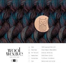 Superwash Merino Wool Yarn for Knitting & Crocheting Projects - Premium Hand Dyed Yarn, 100gr, 240 Yards Dk Weight Yarn - Luxurious, Soft & Durable Blue & Purple Variegated Yarn