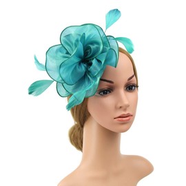 DRESHOW Fascinators Hat Tea Party Headwear Ribbons Feathers on a Headband and a Clip for Girls and Women