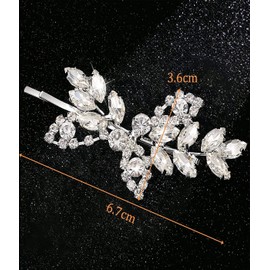 1 Piece Rhinestone Leaf Wedding Hair Clip Bridal Pearl Crystal Silver Rhinestone Hair Clip Elegant Bridal