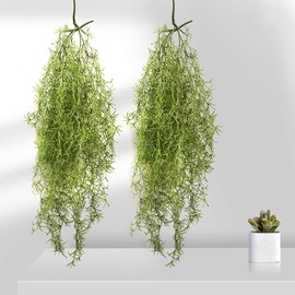Cherrytree Faux Green Home Decor Artificial Leaves Hanging Bushes Spanish Moss Moss Moss Set of 2