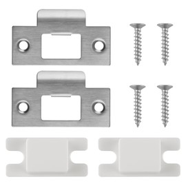 Lotsdonxia Stainless Steel Door Latch Strike Plate – 7 X 4.03cm Durable Lock Plate Scratch-Resistant for Door Frame Door Jamb Secure Locking Systems (Silver)