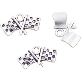 20 Pcs Silver Racing Flag Antique Charms Pendants for Making Bracelet Necklace Jewelry Findings Jewelry Making Accessory Beading and Making,13x22mm