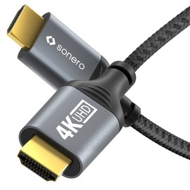 Sonero® 4K HDMI-Kabel, HDMI Stecker auf HDMI Stecker, HDMI 2.0, 4K 60Hz, 2K 120Hz, Baumwollmantel, grau/schwarz, 1,00 Meter