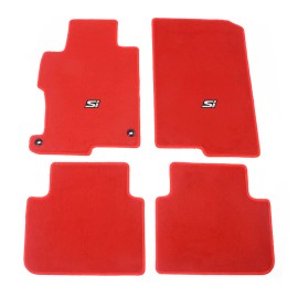 Unbranded Floor Mats For 13-17 Honda Accord 4DR Red Nylon Carpets w/ white si 4pcs set