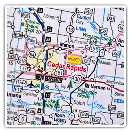 2 x Square 7.5cm Vinyl Stickers - Cedar Rapids Iowa America USA Travel Map 44547
