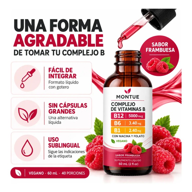 Montue Líquido Vitamina B12, B6 Y B1, Suplemento Con Fórmula