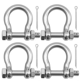 laffoonparts 4 Pcs 5/16 Inch 8mm Screw Pin Anchor Shackle, Stainless Steel Heavy Duty Bow Shape Load Clamp, Anchor Bow Shackle for Boat Anchor Chains Rope Yacht Rigging