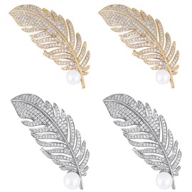 4Packs Bling Feather Women Pin Brooches