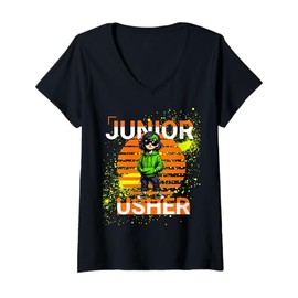 Womens Christian Church Junior Girl Usher Sunset Gift T Shirt V-Neck T-Shirt