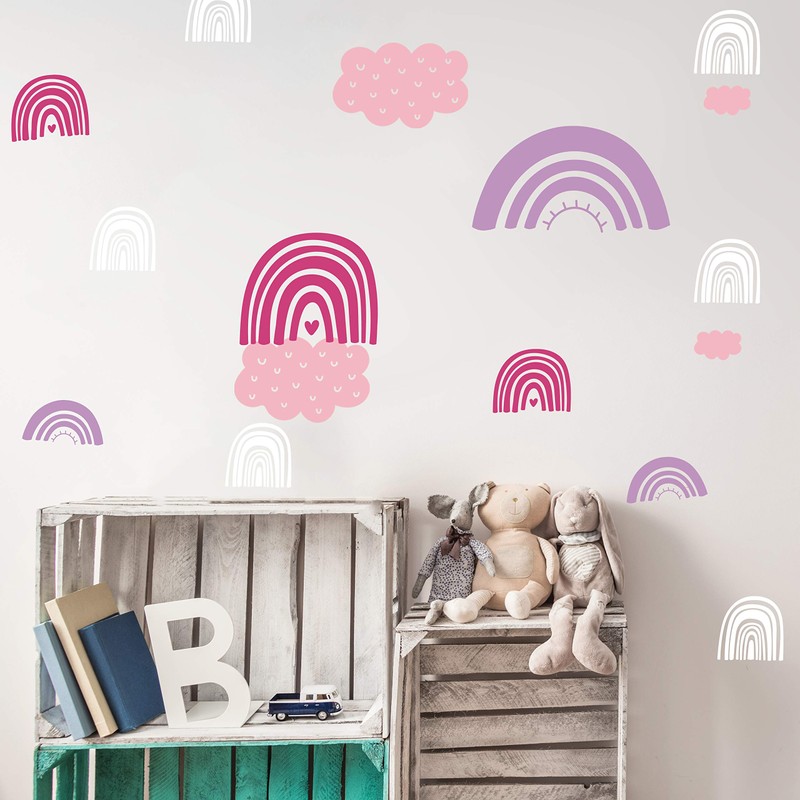 Rainbow & Clouds Wall Sticker, 4 x DIN A4, Nursery