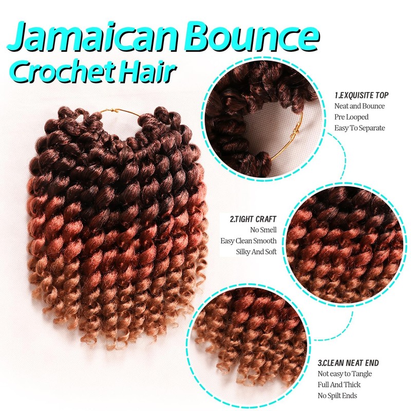 Jamaican Bounce Crochet Hair 4Packs 10Inch 22Roots Wand Curl For