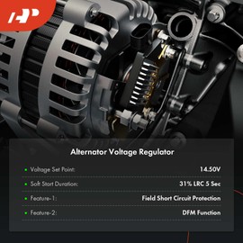 A-Premium Alternator Voltage Regulator Compatible with Kia Sorento 2012-2014 & Hyundai Santa Fe 2010-2012, 3.3L 3.5L, 12V 14.5 Vset
