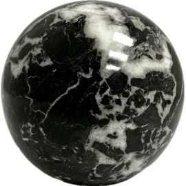 KhanImports Decorative Black Marble Sphere, Stone Sphere Ball Decor - Large, 4 Inch with Flat Base