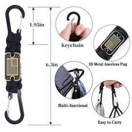 ZXKHYOR 2 Pcs Heavy Duty Paracord Lanyard Necklace, 550 Braided Keychain Lanyard Strap with USA Flag, Parachute Rope Necklace Keychains, Braided Strong Lanyard for Outdoor Activities, Camera, Keys