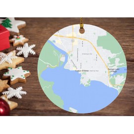 Coeur d'Alene ID Ornament Coeur d'Alene Idaho Map Decor Coeur d'Alene City Souvenirs Ornament 3" Christmas Tree Gift Family and Friend