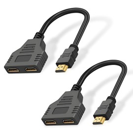 Flylin Pack of 2 1080P HDMI Cable Splitter, HDMI Male to Dual HDMI Female 1 to 2 Way Splitter Cable Adapter Converter, HDMI Double Male for HDTV HD/Monitor/Projectors