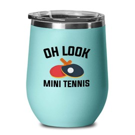 Ping-pong Teal Edition Wine Tumbler 12oz - Oh look - Professional tabletennis court game real tennis real tennis