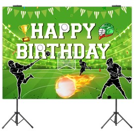 Jollyboom Lacrosse Birthday Party Decorations Boys, Lacrosse Happy Birthday Backdrop Banner Green Photoshoot Photo Background Props for Boy Sport Theme Birthday Party 7 x 5 ft