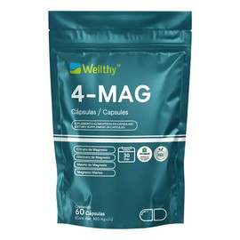 4-mag 60 Cápsulas Wellthy Mezcla De Magnesio, 30 Dias