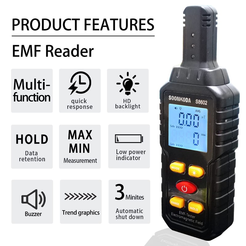 3 in 1 EMF Meter,EMF Reader,Electromagnetic Field Radiation Detector,EMF Tester