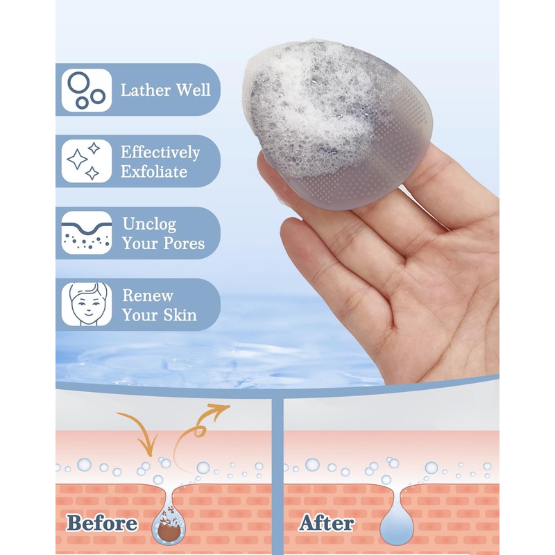 Manmihealth Silicone Back Scrubber (Thin Bristles) & Bath Glove &