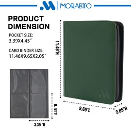 MORABTO Toploader Binder, Holds 128 Top Loaders,4 Pocket Top Loader Binders for 3" x 4" Rigid Cards,Card Album Folder for Hard Plastic Top Loaders