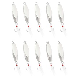 Fishing Spoons Fishing Lures Hard Metal Spinner Baits Reflective Casting Spoon Treble Hooks Jigs for Freshwater Saltwater，10 PCS with Box，Silver 1/4oz