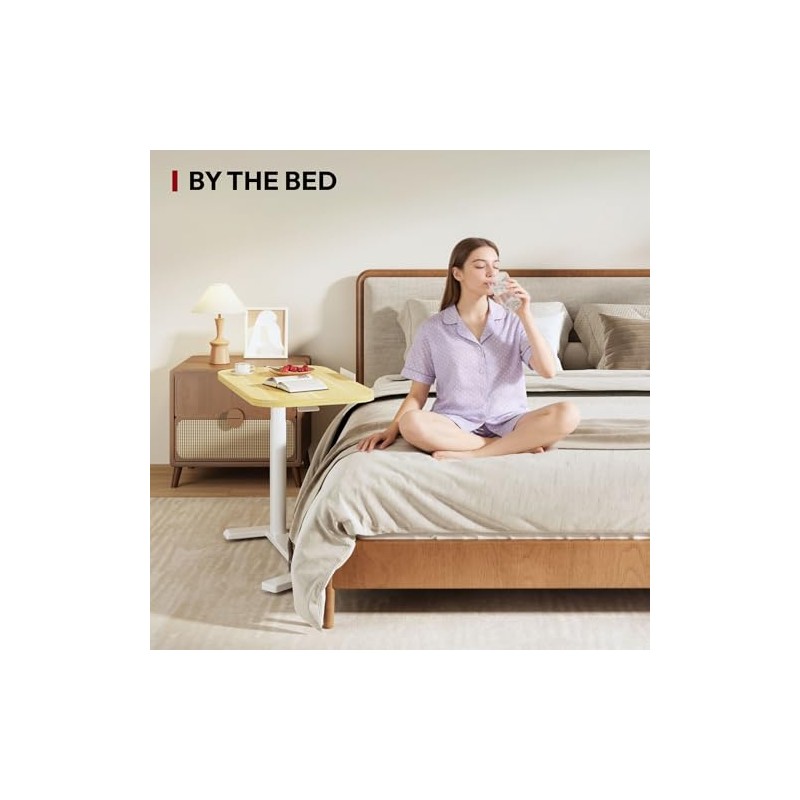 SANODESK Standing Desk Height Adjustable Overbed Bedside Table with Hidden