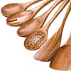 HOIGON 6 Piece Teak Wood Cooking Utensils Set,Natural Wooden Spatula