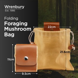 Wrenbury Collapsible Mushroom Foraging Bag - Waxed Canvas Mushroom Foraging Pouch - Foldable Mushroom Accessories and Foraging Gifts - 475ml