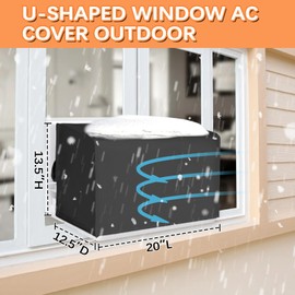 20"L x 13.5"H x 12.5"D Outdoor Window Air Conditioner Cover Compatible with Midea U-Shaped Air Conditioner 8000/10000/120000 BTU, 3 Layers Insulation AC Cover, Air Conditioner Covers Outside, Black