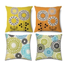 YunJeude 45 45 Cushion Covers Set of 4 Nordic Geometric Patterns Different Patterns Linen Flax Cute Stylish Modern Home Decor Car Decorative Four Seasons Decorative Cushion Cover for Bedroom Sofa
