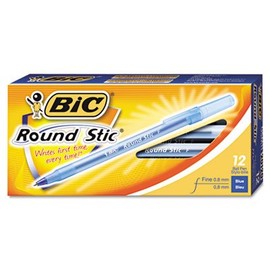 Round Stic Ballpoint Stick Pen Blue Ink, Fine, Dozen, Sold as 1 Dozen