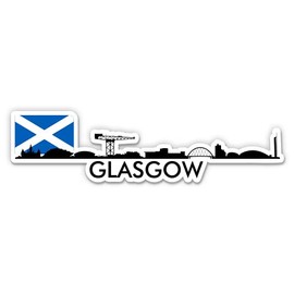 Squiddy Glasgow Scotland Skyline - Vinyl Sticker Decal for Phone, Laptop, Water Bottle (4" Wide)