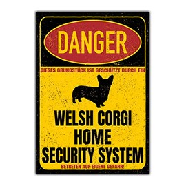 Welsh Corgi Corgie Sign Danger Security System Door Sign Dog Sign Warning Sign Dog Caution Safety Sign Dog Private Property Dog Warning Warning