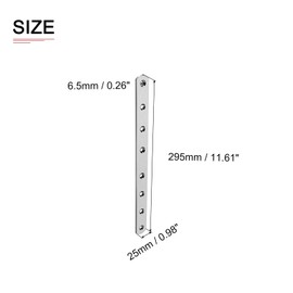 DTGN 295x25x4mm(LxWxT) Flat Straight Brace Plate -2Pack- Good for Furniture Repairing - Stainless Steel Brace Plate - Silver Tone