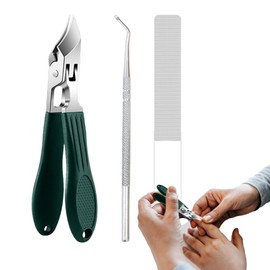 Angled Nail Clippers - Stainless Steel Fingernail Trimmer,Portable Anti-Splash Non-Slip Wide Nail Clippers for Salon Home Women Travel Seniors Grooming Kids