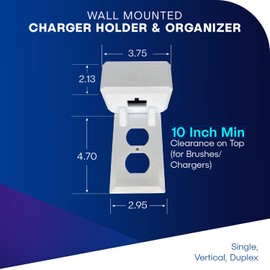 Electric Toothbrush Holder | Wall Mount | Compatible with Oral-B Holds 1 Charger, Mounts on Single DuplexOutlet ONLY. (Charger/Brushes NOT Included) | White, OB1-D-SSV