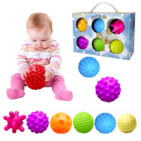 VintageⅢ6pcs Baby Textured Multi Ball Set Infant Sensory balls Massage Soft ball