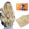 DOORES Seamless Clip in Hair Extensions, Dark Blonde Highlighted Bleach