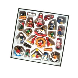 PRETYZOOM Set of 24pcs Christmas Wooden Ornaments Handmade Crafted Miniature Christmas Tree Party Decorations