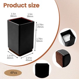Risbay Bed Risers,2 inch Furniture Table Sofa Lift,Furniture Risers,Heavy Duty Square Supports with Felt Pad-Support 1100 LBS Per Leg-Black(Width 1.6"-Adds 2" Height),4 Pack